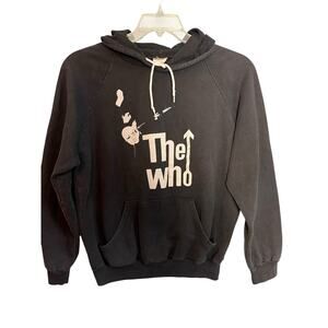 Vintage 80s-90s The Who Band Hoodie Made in Canada Cotton Rope Drawstring L